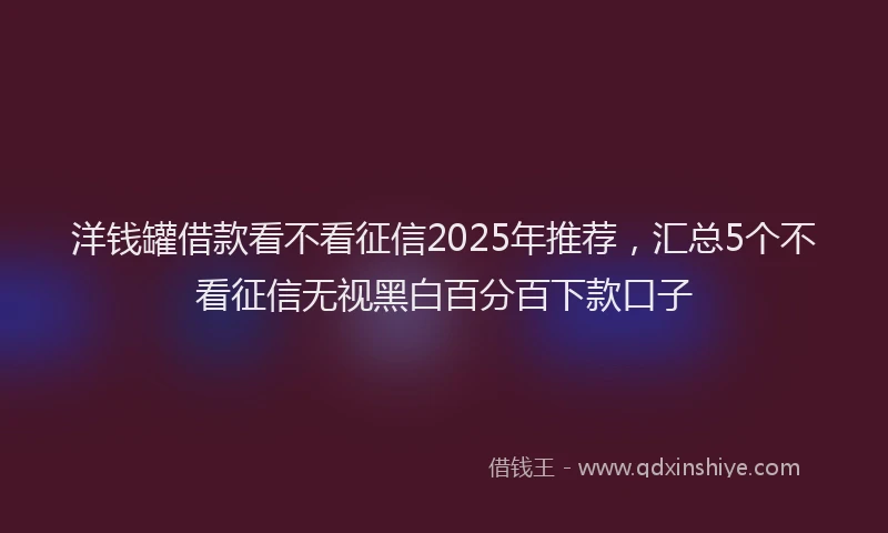 洋钱罐借款看不看征信2025年推荐，汇总5个不看征信无视黑白百分百下款口子