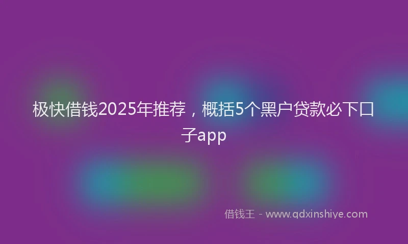 极快借钱2025年推荐，概括5个黑户贷款必下口子app