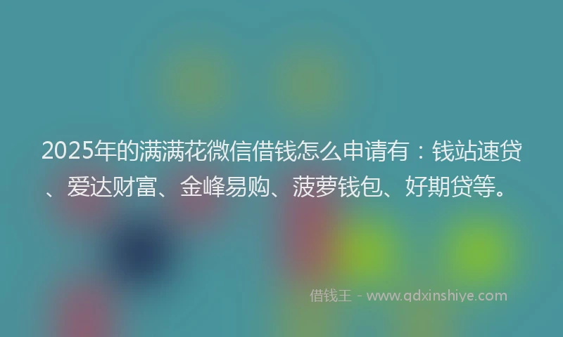 2025年的满满花微信借钱怎么申请有：钱站速贷、爱达财富、金峰易购、菠萝钱包、好期贷等。