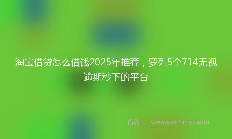 淘宝借贷怎么借钱2025年推荐，罗列5个714无视逾期秒下的平台