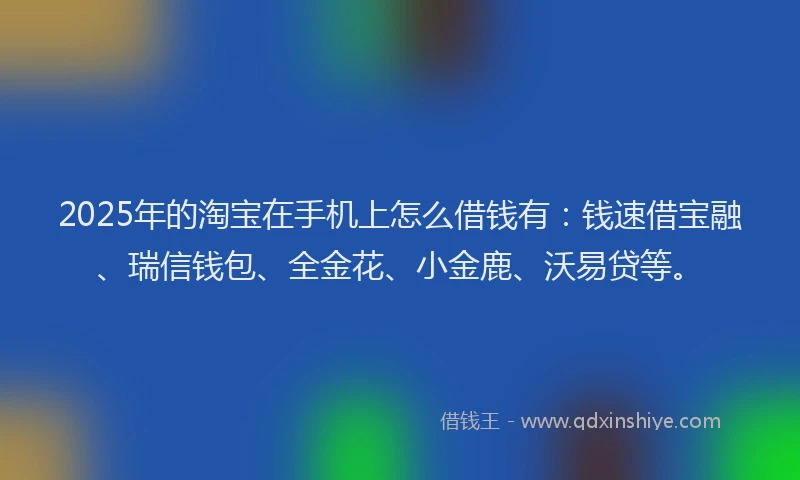 2025年的淘宝在手机上怎么借钱有：钱速借宝融、瑞信钱包、全金花、小金鹿、沃易贷等。
