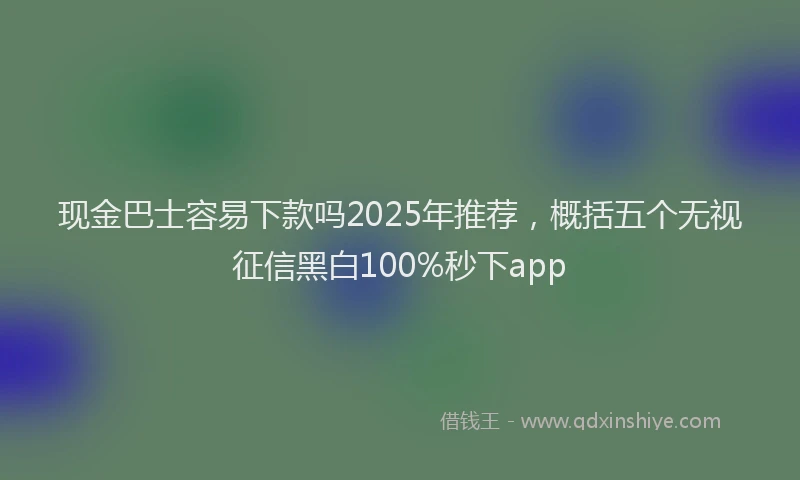 现金巴士容易下款吗2025年推荐，概括五个无视征信黑白100%秒下app