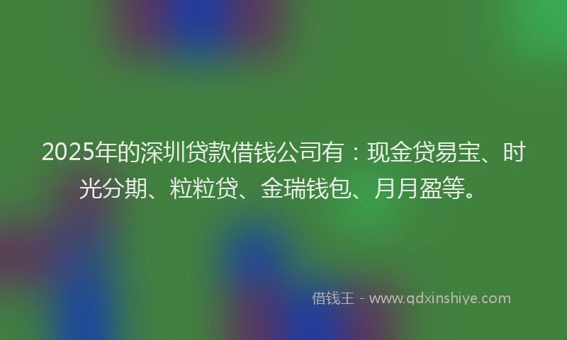 2025年的深圳贷款借钱公司有：现金贷易宝、时光分期、粒粒贷、金瑞钱包、月月盈等。