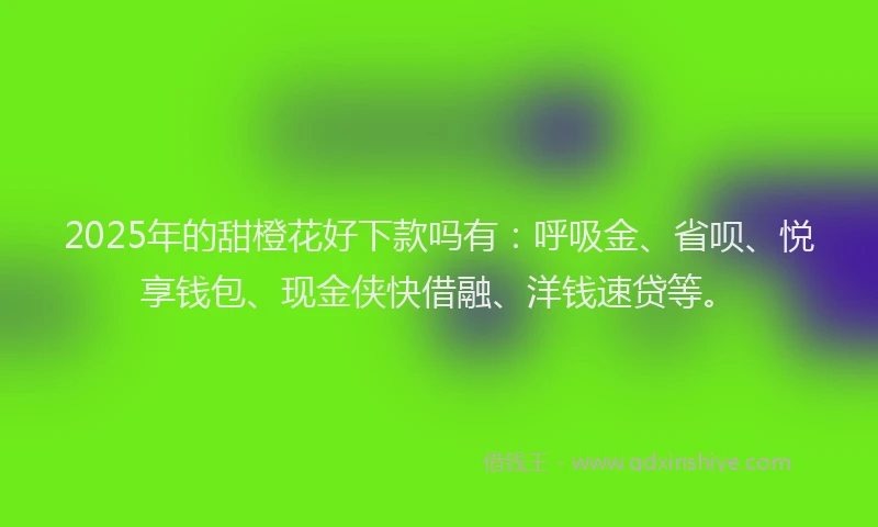 2025年的甜橙花好下款吗有：呼吸金、省呗、悦享钱包、现金侠快借融、洋钱速贷等。