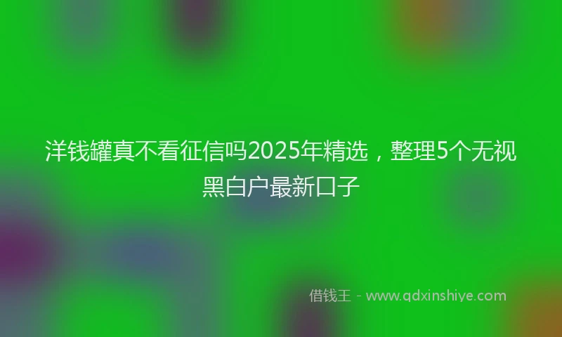 洋钱罐真不看征信吗2025年精选，整理5个无视黑白户最新口子