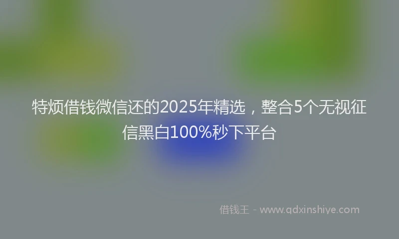 特烦借钱微信还的2025年精选，整合5个无视征信黑白100%秒下平台