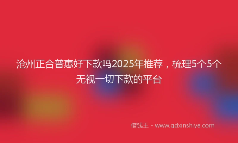 沧州正合普惠好下款吗2025年推荐，梳理5个5个无视一切下款的平台