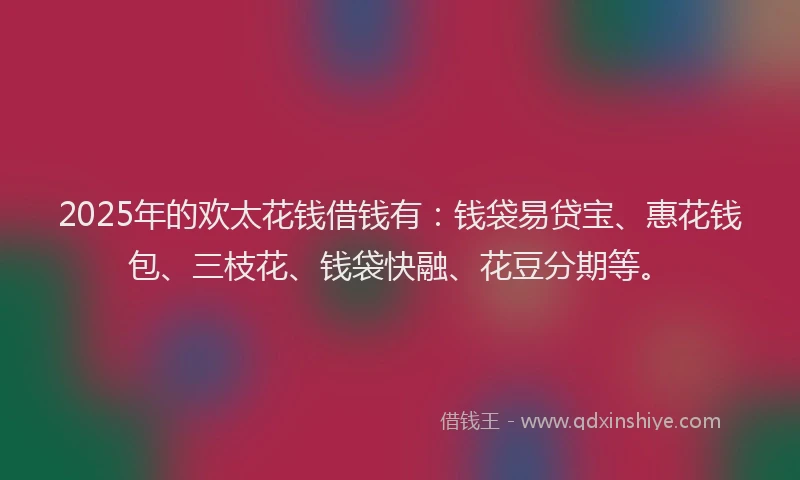 2025年的欢太花钱借钱有：钱袋易贷宝、惠花钱包、三枝花、钱袋快融、花豆分期等。