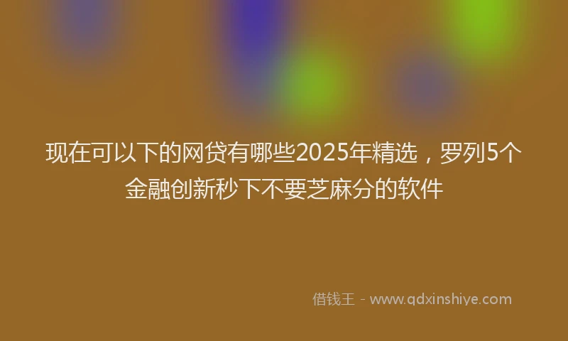 现在可以下的网贷有哪些2025年精选，罗列5个金融创新秒下不要芝麻分的软件
