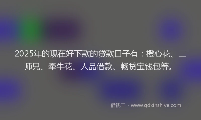 2025年的现在好下款的贷款口子有：橙心花、二师兄、牵牛花、人品借款、畅贷宝钱包等。