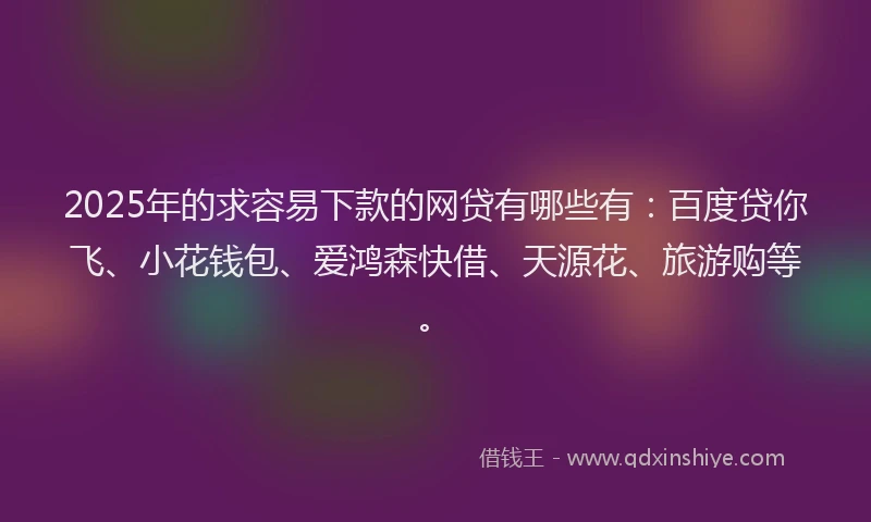2025年的求容易下款的网贷有哪些有：百度贷你飞、小花钱包、爱鸿森快借、天源花、旅游购等。