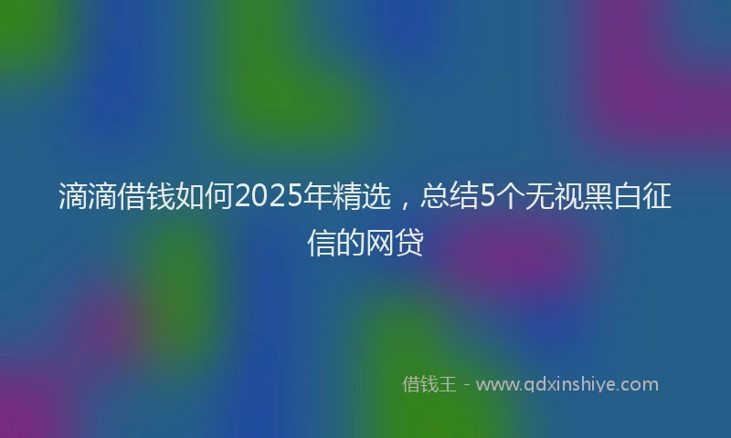 滴滴借钱如何2025年精选，总结5个无视黑白征信的网贷