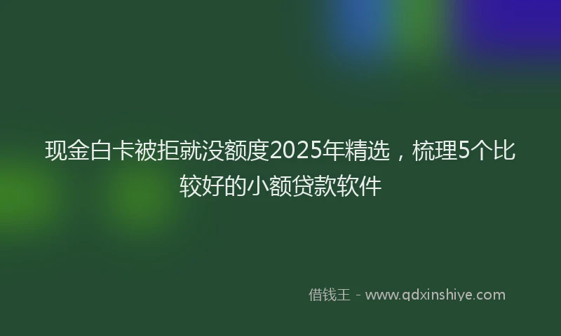 现金白卡被拒就没额度2025年精选，梳理5个比较好的小额贷款软件