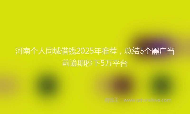 河南个人同城借钱2025年推荐，总结5个黑户当前逾期秒下5万平台
