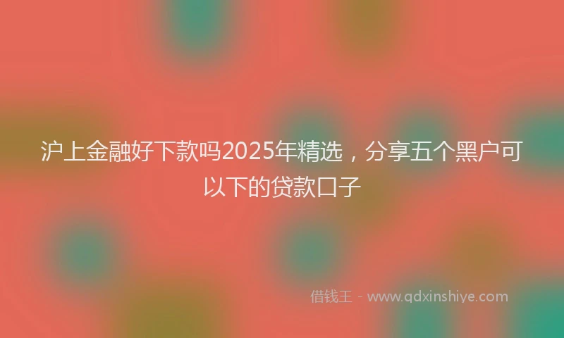 沪上金融好下款吗2025年精选，分享五个黑户可以下的贷款口子
