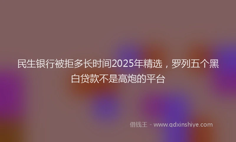 民生银行被拒多长时间2025年精选，罗列五个黑白贷款不是高炮的平台