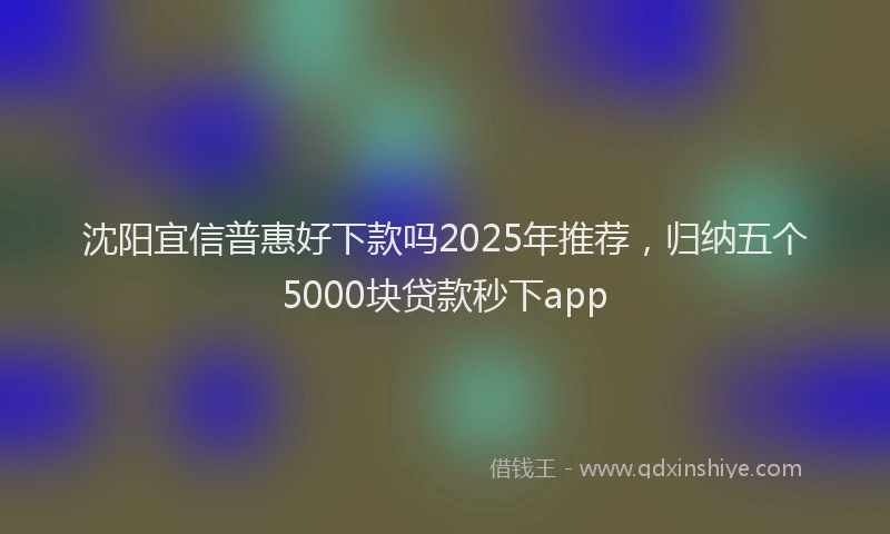 沈阳宜信普惠好下款吗2025年推荐，归纳五个5000块贷款秒下app