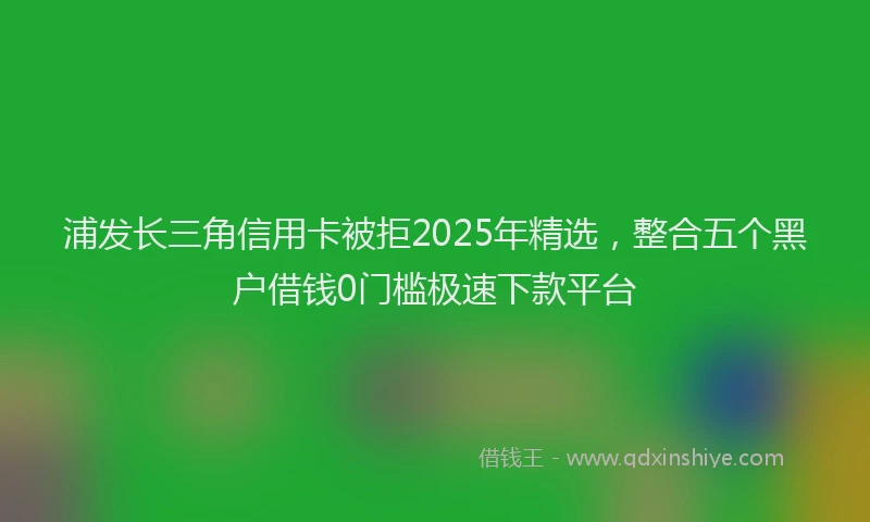 浦发长三角信用卡被拒2025年精选，整合五个黑户借钱0门槛极速下款平台