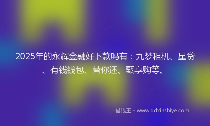 2025年的永辉金融好下款吗有：九梦租机、星贷、有钱钱包、替你还、甄享购等。