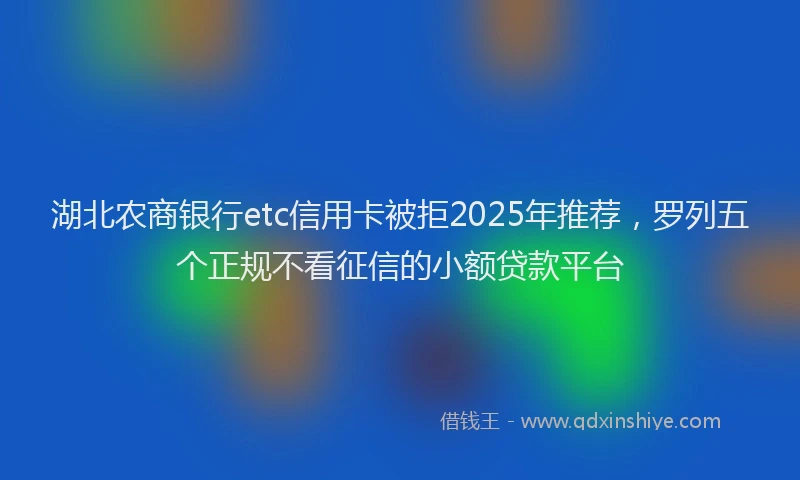 湖北农商银行etc信用卡被拒2025年推荐，罗列五个正规不看征信的小额贷款平台