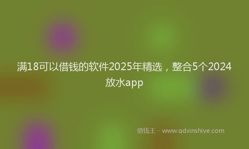 满18可以借钱的软件2025年精选，整合5个2024放水app