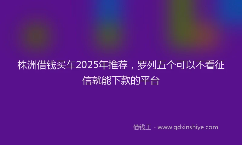 株洲借钱买车2025年推荐，罗列五个可以不看征信就能下款的平台