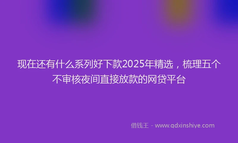 现在还有什么系列好下款2025年精选，梳理五个不审核夜间直接放款的网贷平台