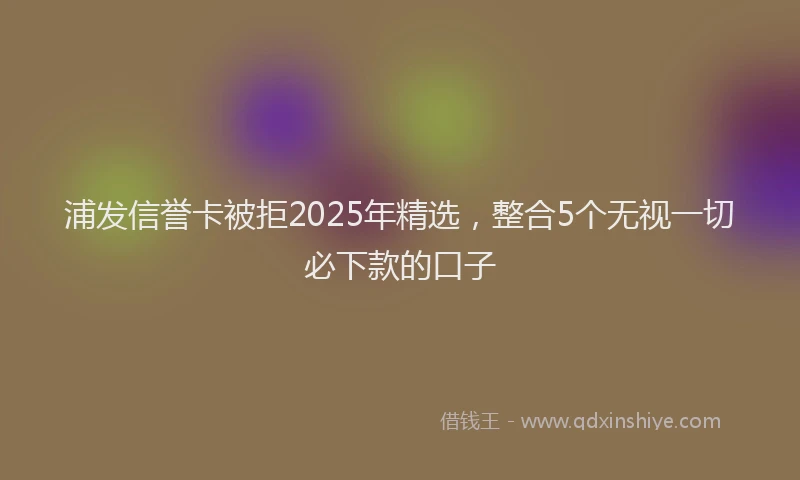浦发信誉卡被拒2025年精选，整合5个无视一切必下款的口子