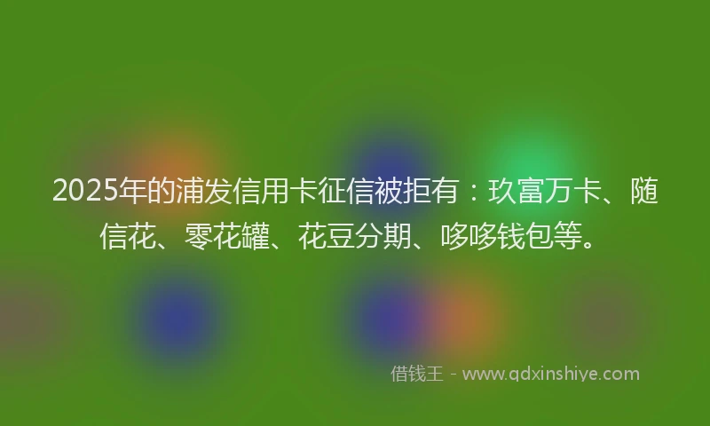 2025年的浦发信用卡征信被拒有：玖富万卡、随信花、零花罐、花豆分期、哆哆钱包等。