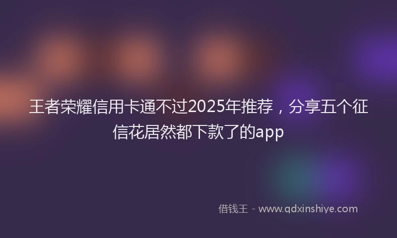 王者荣耀信用卡通不过2025年推荐，分享五个征信花居然都下款了的app