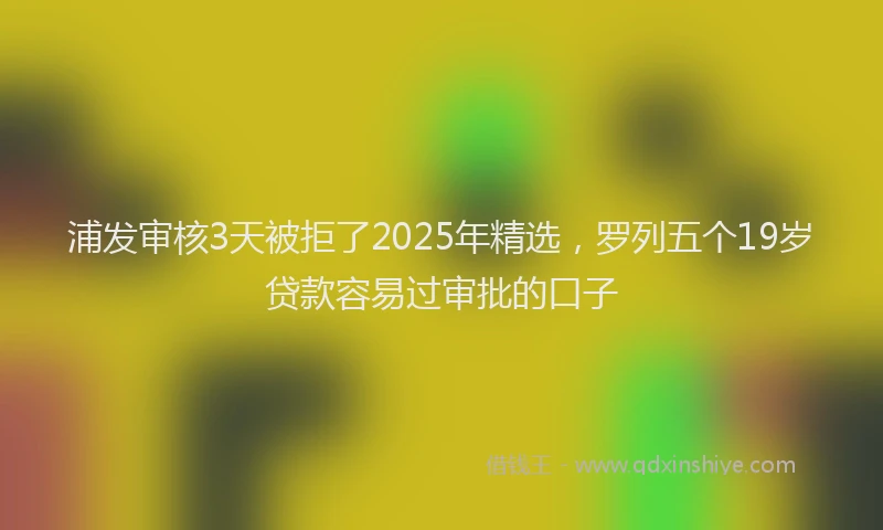 浦发审核3天被拒了2025年精选，罗列五个19岁贷款容易过审批的口子