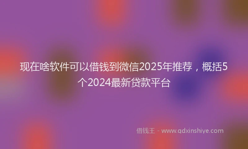 现在啥软件可以借钱到微信2025年推荐，概括5个2024最新贷款平台
