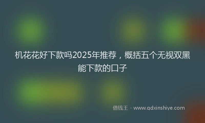 机花花好下款吗2025年推荐，概括五个无视双黑能下款的口子