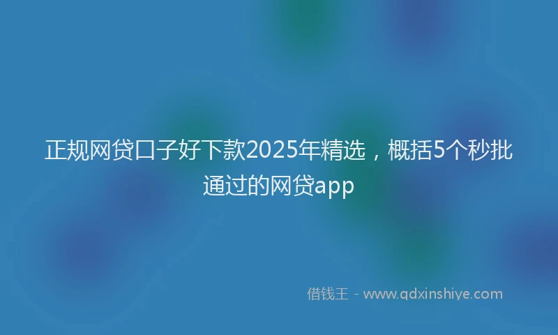 正规网贷口子好下款2025年精选，概括5个秒批通过的网贷app