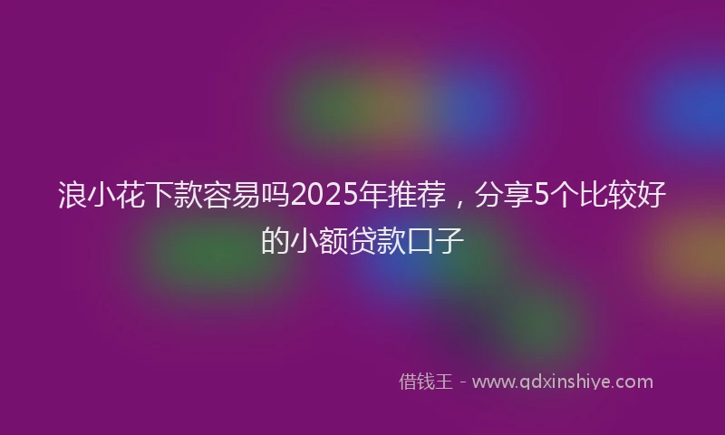 浪小花下款容易吗2025年推荐，分享5个比较好的小额贷款口子