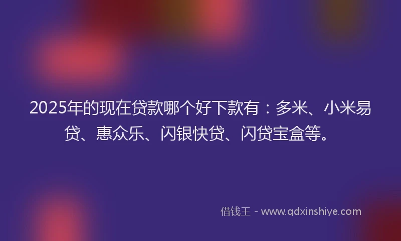 2025年的现在贷款哪个好下款有：多米、小米易贷、惠众乐、闪银快贷、闪贷宝盒等。