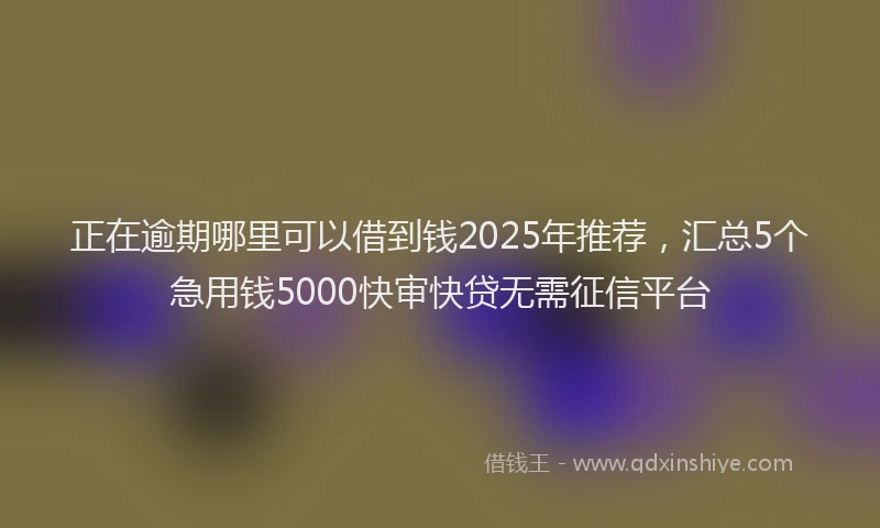 正在逾期哪里可以借到钱2025年推荐，汇总5个急用钱5000快审快贷无需征信平台