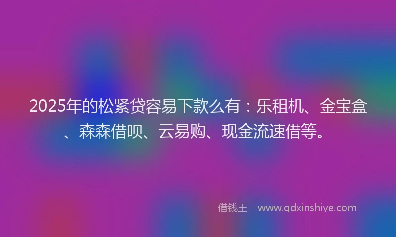 2025年的松紧贷容易下款么有：乐租机、金宝盒、森森借呗、云易购、现金流速借等。
