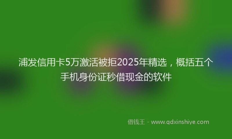 浦发信用卡5万激活被拒2025年精选，概括五个手机身份证秒借现金的软件
