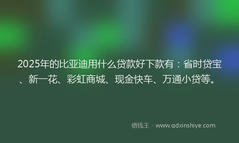 2025年的比亚迪用什么贷款好下款有：省时贷宝、新一花、彩虹商城、现金快车、万通小贷等。