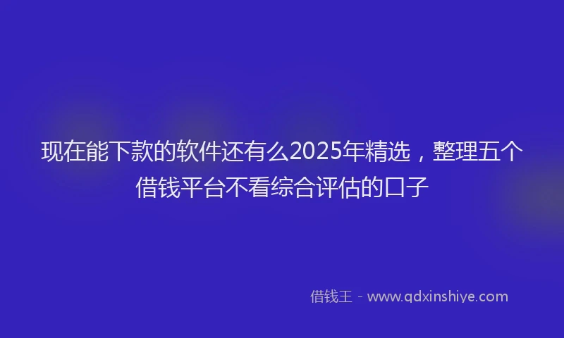现在能下款的软件还有么2025年精选，整理五个借钱平台不看综合评估的口子