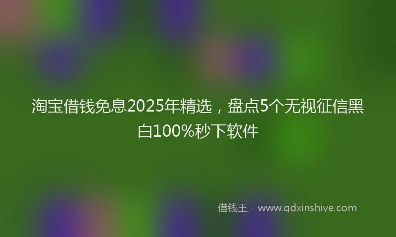 淘宝借钱免息2025年精选，盘点5个无视征信黑白100%秒下软件