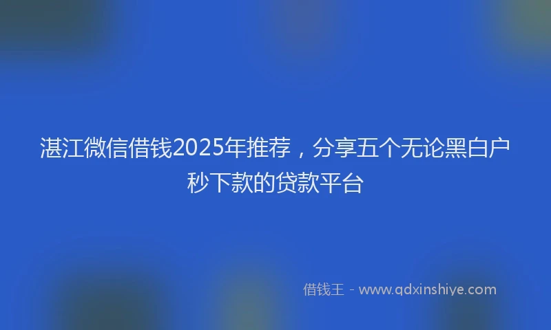 湛江微信借钱2025年推荐，分享五个无论黑白户秒下款的贷款平台