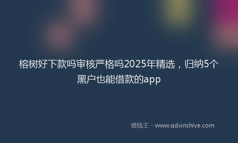 榕树好下款吗审核严格吗2025年精选，归纳5个黑户也能借款的app