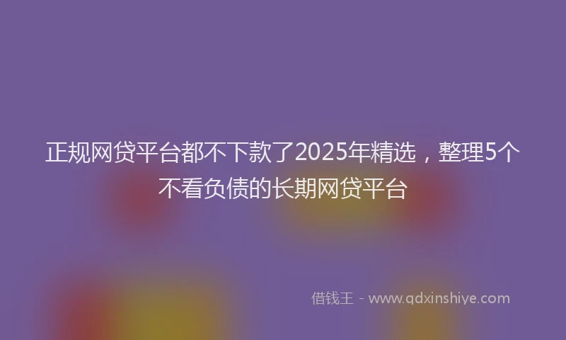 正规网贷平台都不下款了2025年精选，整理5个不看负债的长期网贷平台