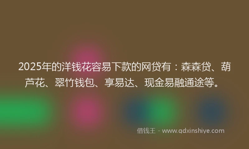 2025年的洋钱花容易下款的网贷有：森森贷、葫芦花、翠竹钱包、享易达、现金易融通途等。