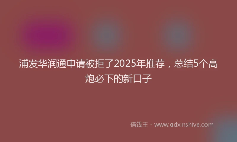 浦发华润通申请被拒了2025年推荐，总结5个高炮必下的新口子