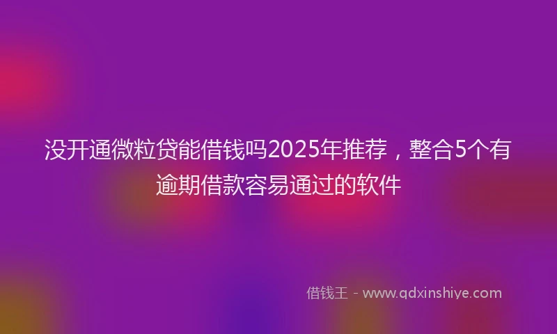 没开通微粒贷能借钱吗2025年推荐，整合5个有逾期借款容易通过的软件