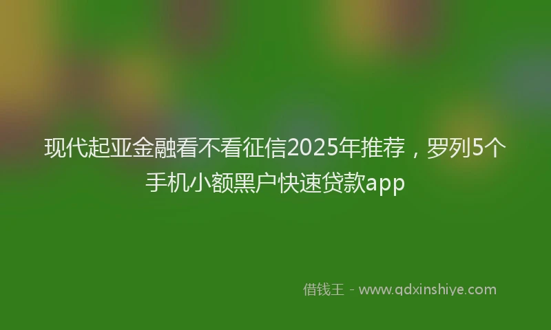 现代起亚金融看不看征信2025年推荐，罗列5个手机小额黑户快速贷款app