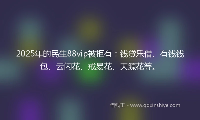 2025年的民生88vip被拒有：钱贷乐借、有钱钱包、云闪花、戒易花、天源花等。